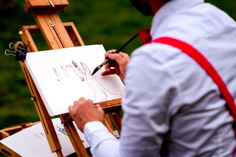live wedding illustrator UK portrait illustration artist