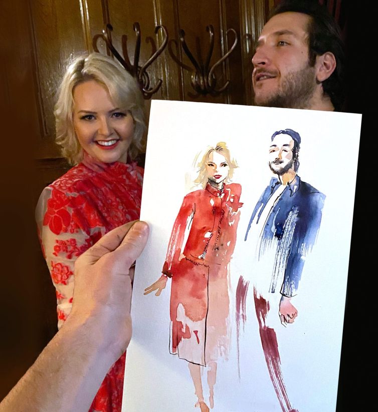 live wedding illustrator for portraits of couples