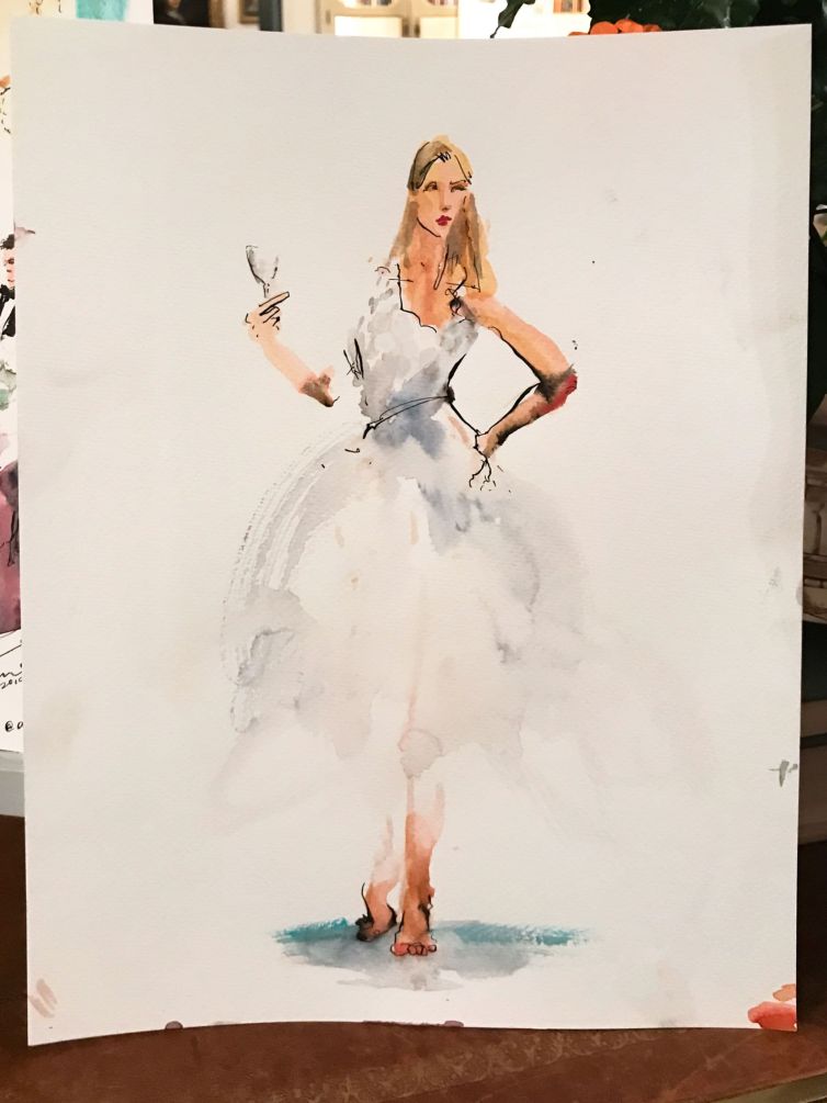 live-wedding-illustration-artist-bride-portrait-watercolour-painting