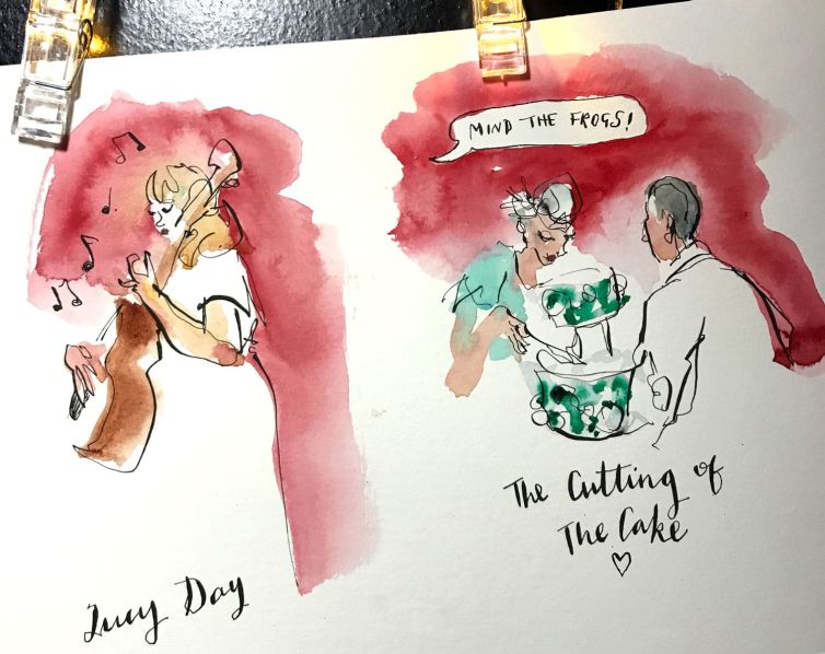 live-wedding-illustration-band-cake-cutting-artist