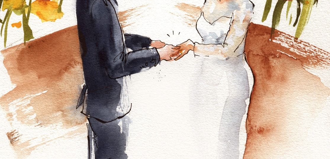 live painting of wedding ceremony uk sketch artist watercolour