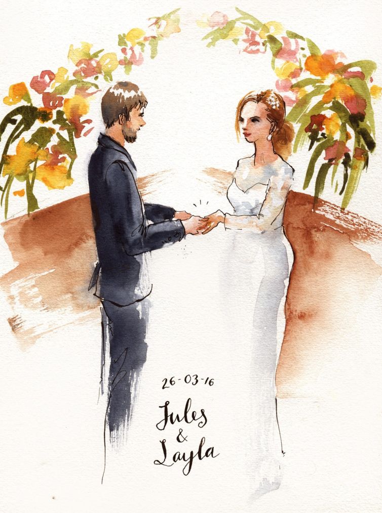 live painting of wedding ceremony uk sketch artist watercolour