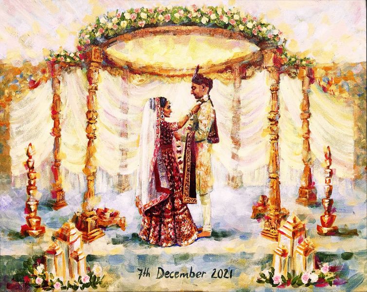 neha vishal ceremony oshwal painting copy